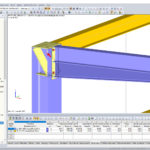 Grafische 3D weergave van staalverbinding in 3D model in RFEM