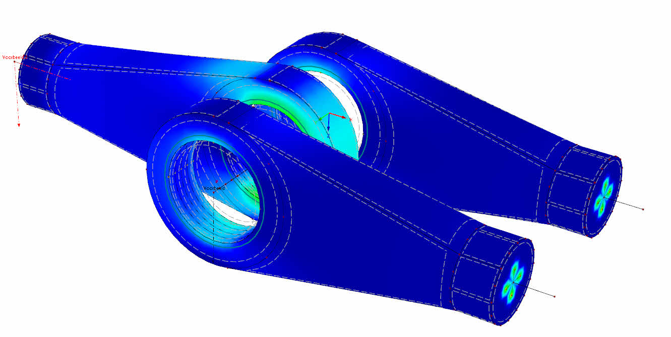 Spanningen in solid 3D rekenmodel in rekensoftware RFEM