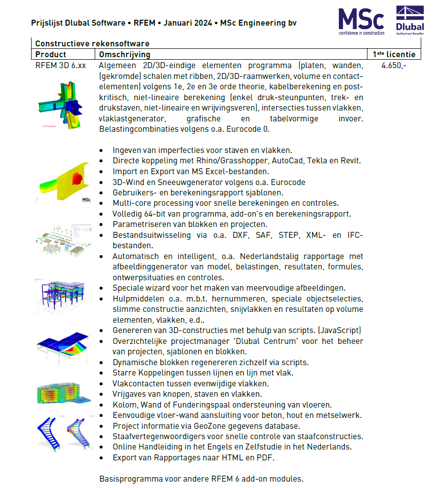 Nieuwe Prijslijsten RFEM, RSTAB en RSECTION
